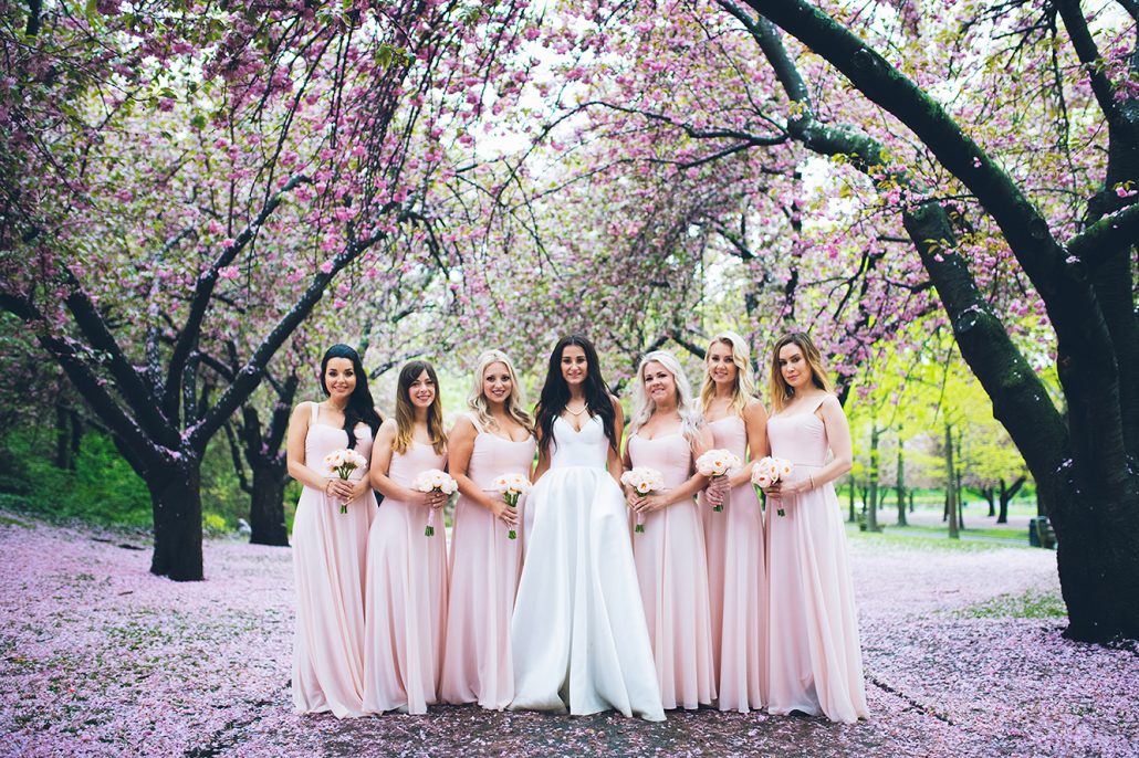 Yelena and Chris Wedding - Bride Bridesmaids Bouquet - Brooklyn Botanic Garden - Sascha Reinking Photography