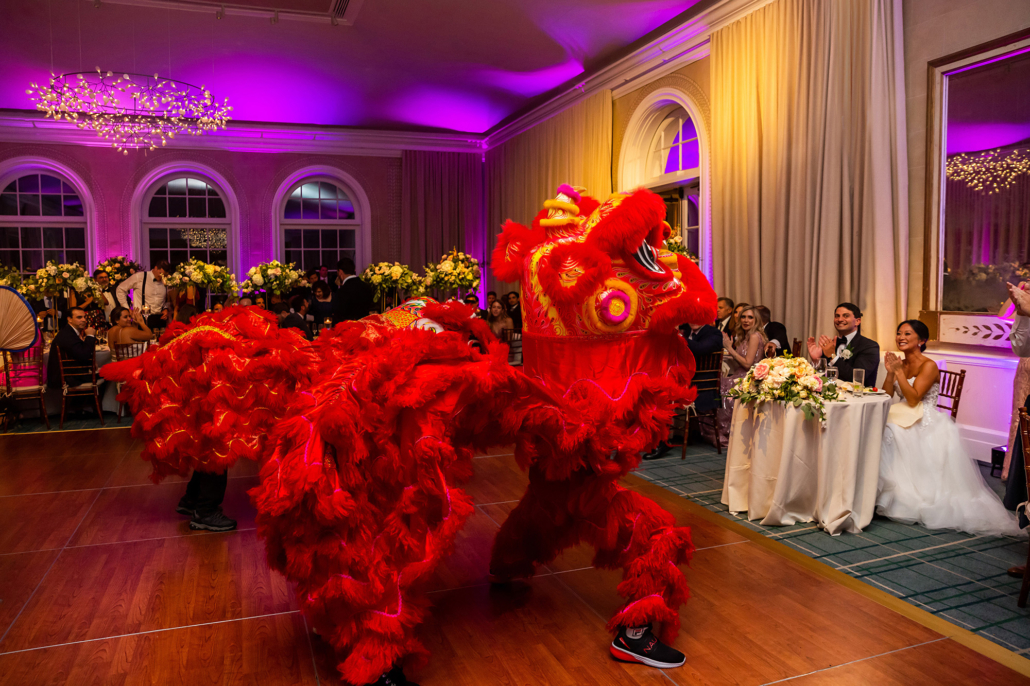 Allison and Josh Wedding - Reception Entertainment Chinese Dragon - New York Botanical Garden - Emma Cleary Photography