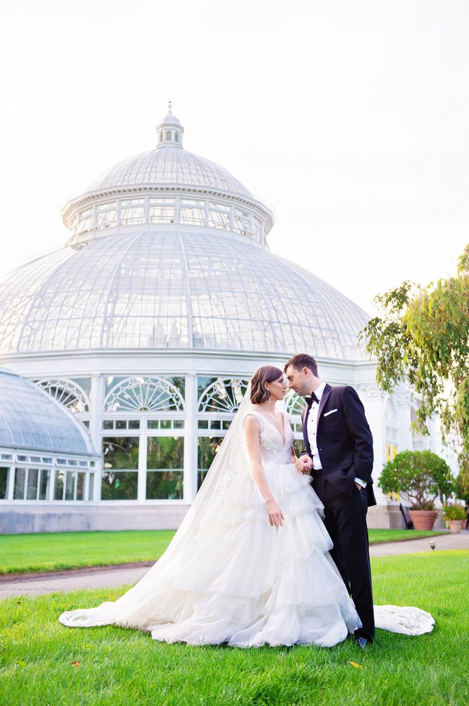 Alexandra and Robert Wedding - Bride and Groom Portrait - New York Botanical Garden - A Day of Bliss