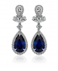 sapphire and diamond pear shaped drop earrings - via bluenile.com