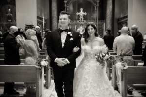 Christina and Ben Wedding - Bride and Groom Walking Down the Aisle - Church of Our Saviour - Christian Oth Studio