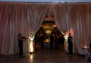 Stephanie and Ricky Wedding - Draping Backdrop - The Glasshouse - Berit Bizjak Photography