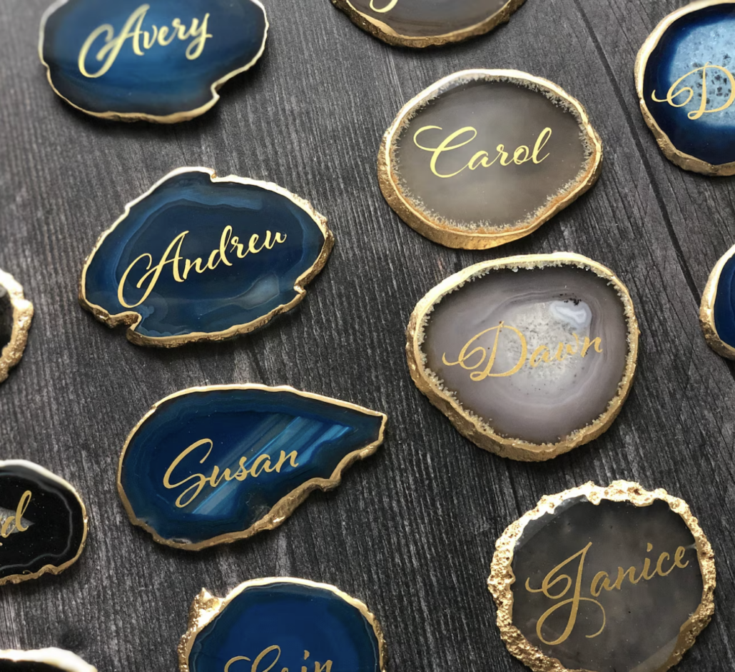 Agate Wedding Place Cards - via Dearly Beloved on etsy.com 