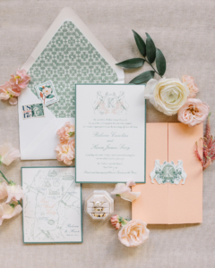 Rebecca and Kevin Wedding - Wedding Invitation Flat Lay - Tavern on the Green - Lizzie Burger Photography