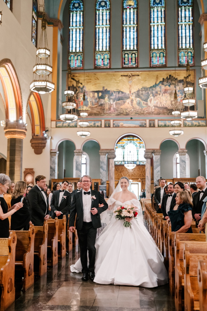 Rebecca and Kevin Wedding - Father and Groom Walking Down Aisle - Tavern on the Green - Lizzie Burger Photography