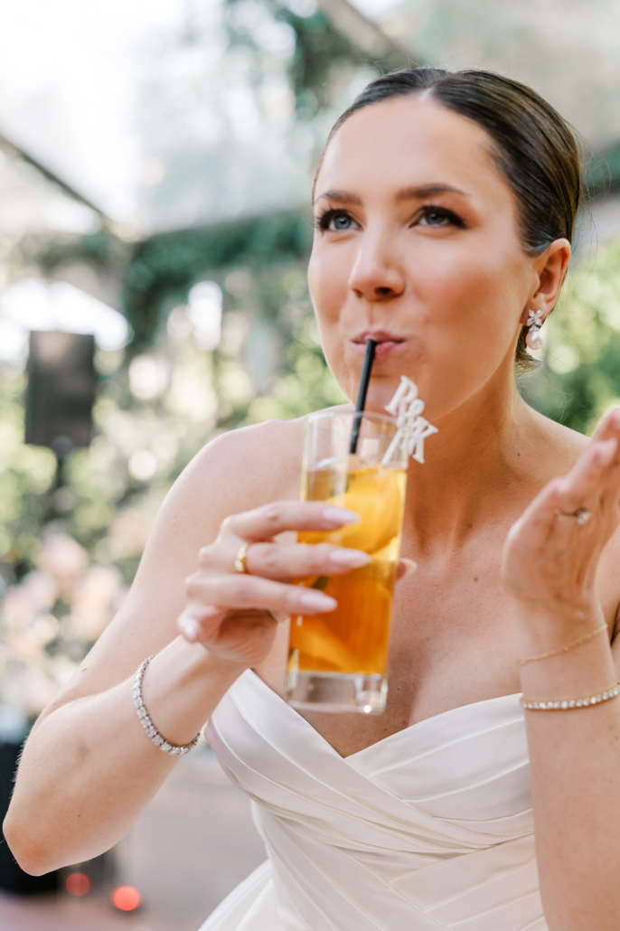 Rebecca and Kevin Wedding - Bride Portrait Signature Drink - Tavern on the Green - Lizzie Burger Photography