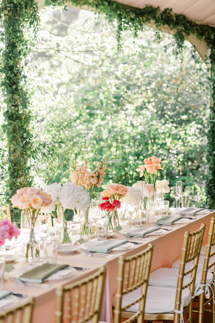 Rebecca and Kevin Wedding - Tablescape Grouped Arrangements - Tavern on the Green - Lizzie Burger Photography