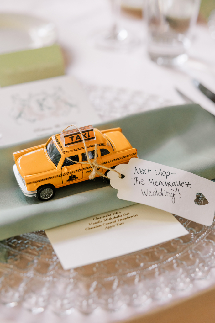 Rebecca and Kevin Wedding - Vintage Taxi Wedding Favor - Tavern on the Green - Lizzie Burger Photography