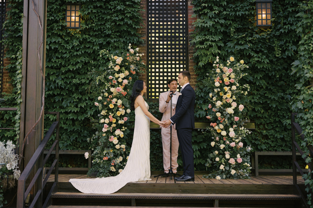Nhung and George Wedding - Bride and Groom Ceremony Freestanding Arrangements - The Foundry - Justin Jun Lee