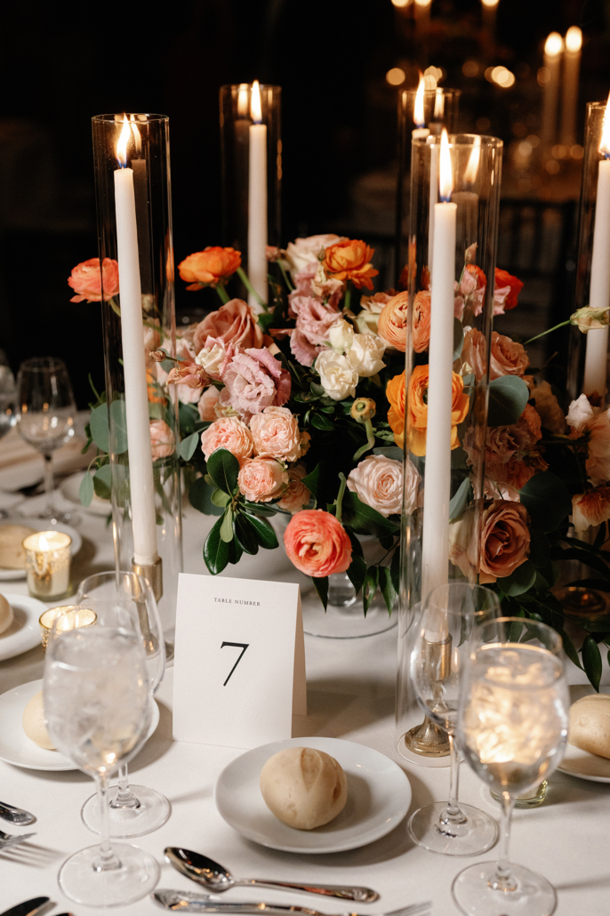 Deborah and Josh Wedding - Low Centerpiece - Knockdown Center - Lev Kuperman Photography