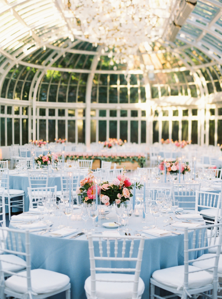 Andrea and Mohit Wedding - Low Centerpiece Reception Atmosphere - Brooklyn Botanic Garden - Deirdre Photography
