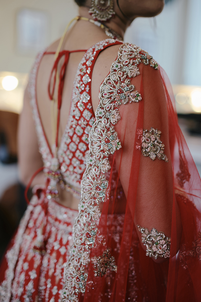 Shifali and Vikram Wedding - Brides Dress Detail - Vesper - Tati and Roman Photography