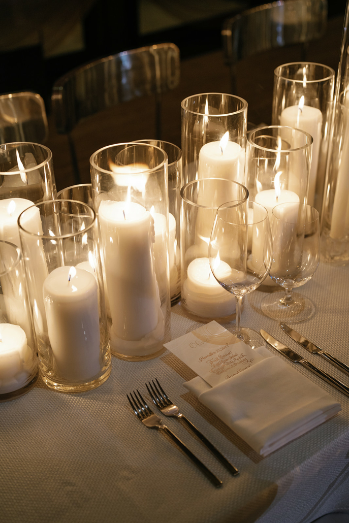 Jillian and Jason Wedding - Candle Centerpiece Detail - The Pool - Felix Feygin