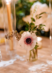 Low Centerpiece Bud Vase Arrangement - Wall Street Hotel - Zani and Duwayne