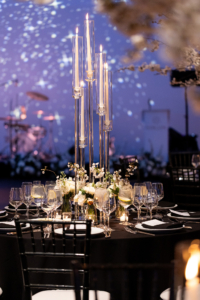 Hannah and Tyler Wedding - Candelabra Centerpiece - Tribeca Rooftop - Danny Weiss Photo