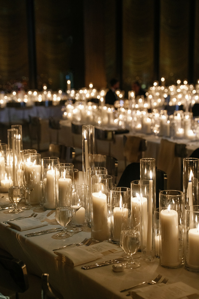 Jillian and Jason Wedding - Candle Tablescape - The Pool - Felix Feygin