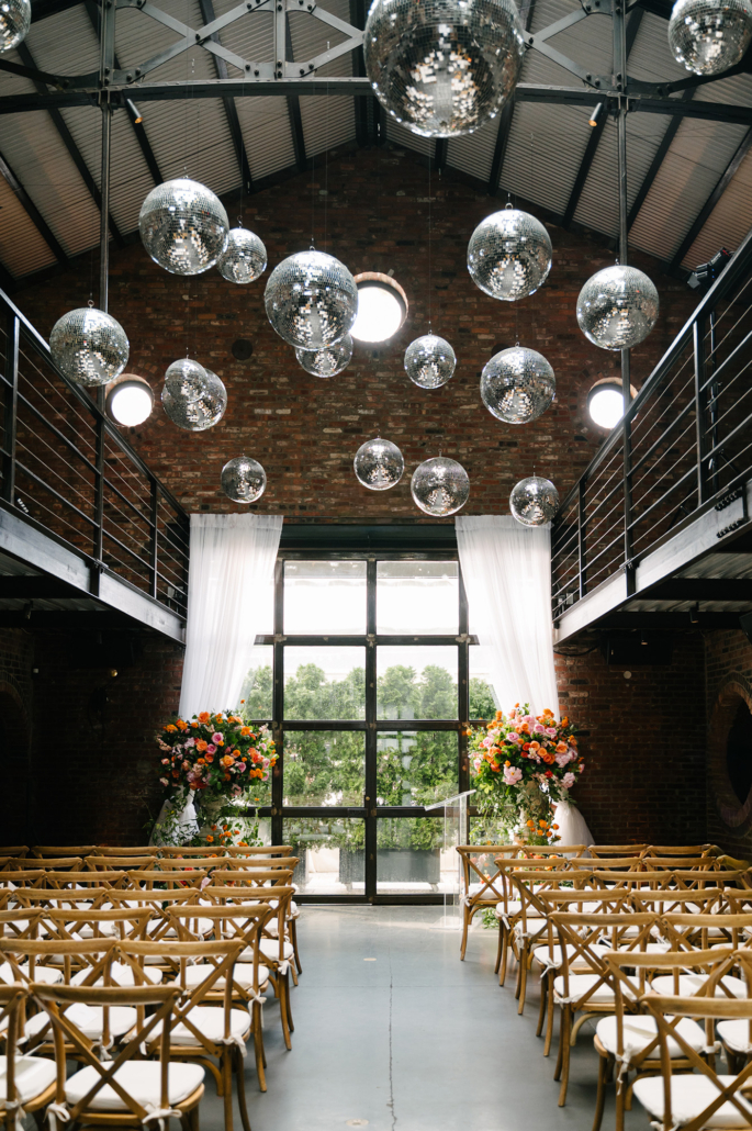 Shivani and Ben Wedding - Ceremony Atmosphere Floral Arrangements - The Foundry - Mango Studios
