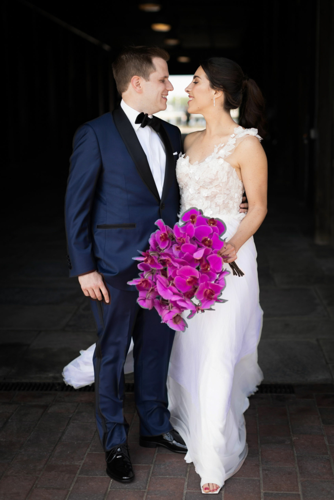 Allison and David Wedding - Bride and Groom Portrait Bouquet - Liberty Warehouse - Anthony Vazquez Photography