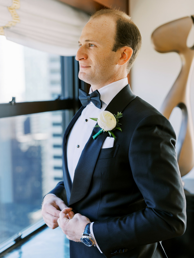 Christina and Mike Wedding - Groom Portrait - Brooklyn Botanic Garden - Sophie Kaye Photography