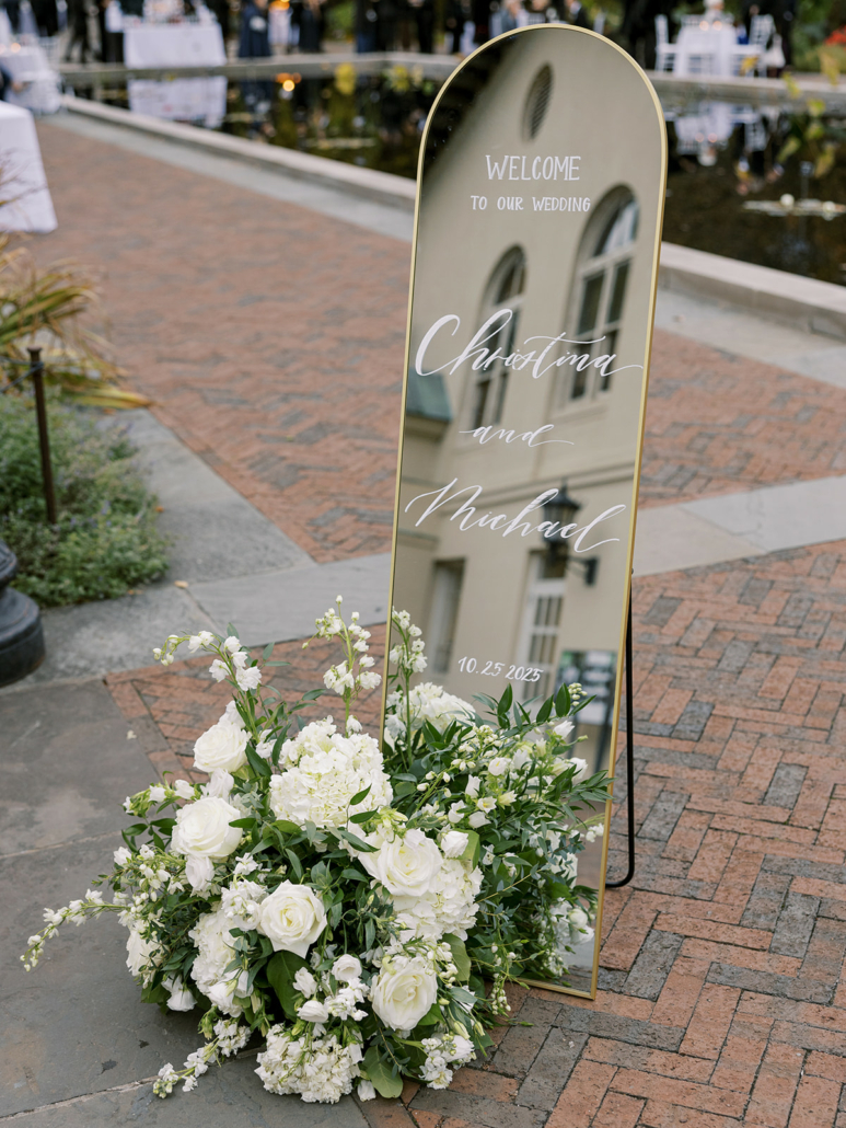 Christina and Mike Wedding - Welcome Sign - Brooklyn Botanic Garden - Sophie Kaye Photography