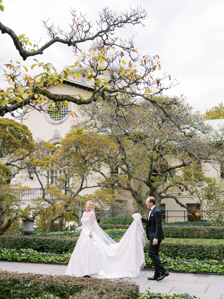 Christina and Mike Wedding - Bride and Groom Portrait - Brooklyn Botanic Garden - Sophie Kaye Photography