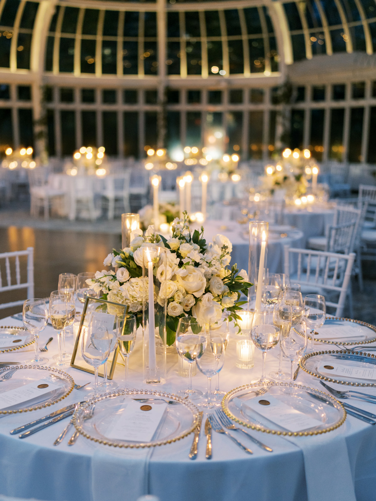 Christina and Mike Wedding - Low Centerpiece - Brooklyn Botanic Garden - Sophie Kaye Photography