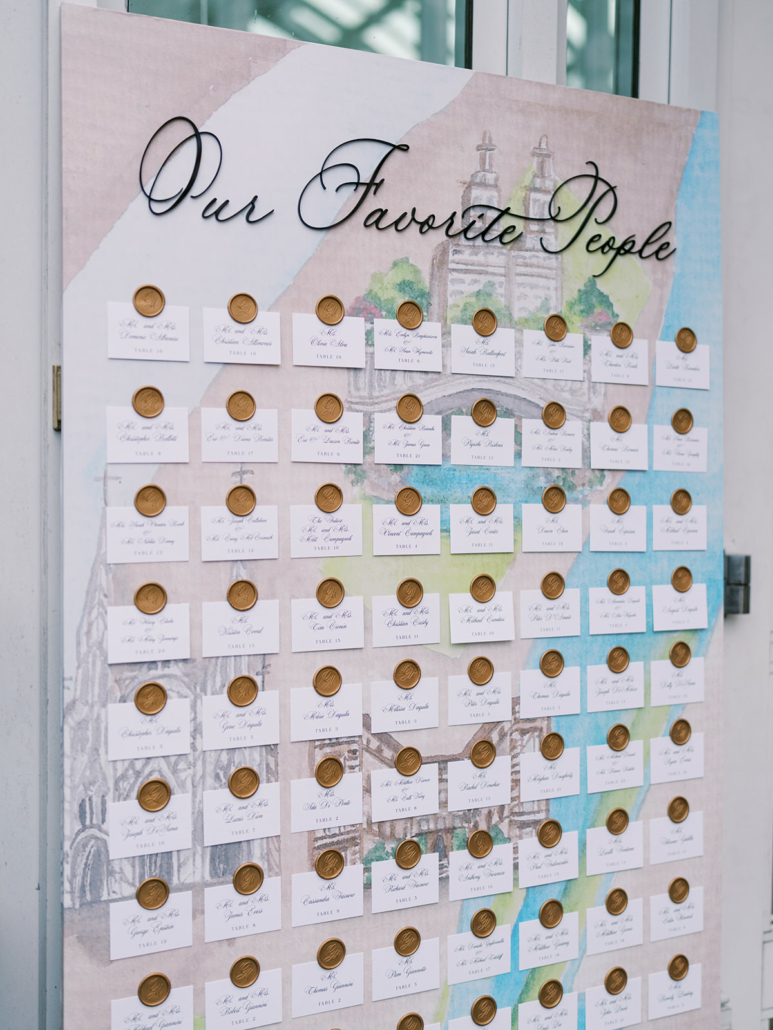 Christina and Mike Wedding - Escort Card Display - Brooklyn Botanic Garden - Sophie Kaye Photography