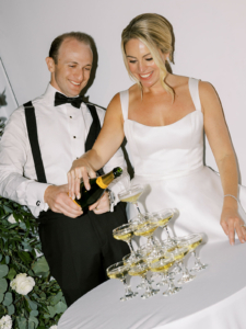 Christina and Mike Wedding - Champagne Tower Pour - Brooklyn Botanic Garden - Sophie Kaye Photography