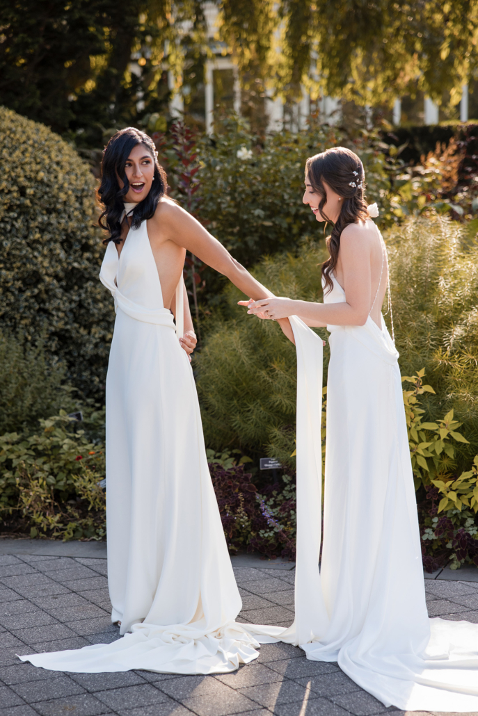 Katie and Alexa Wedding - First Look - New York Botanical Garden - Susan Stripling Photography