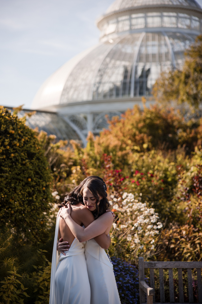 Katie and Alexa Wedding - First Look - New York Botanical Garden - Susan Stripling Photography