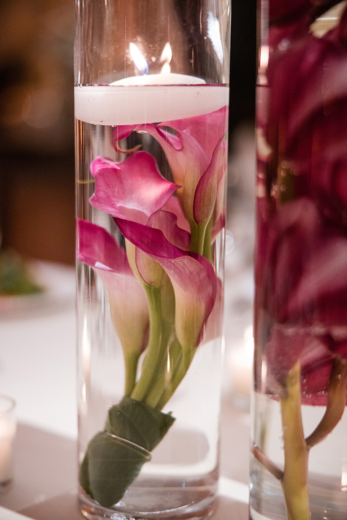 Katie and Alexa Wedding - Submerged Flower Centerpiece Detail - New York Botanical Garden - Susan Stripling Photography