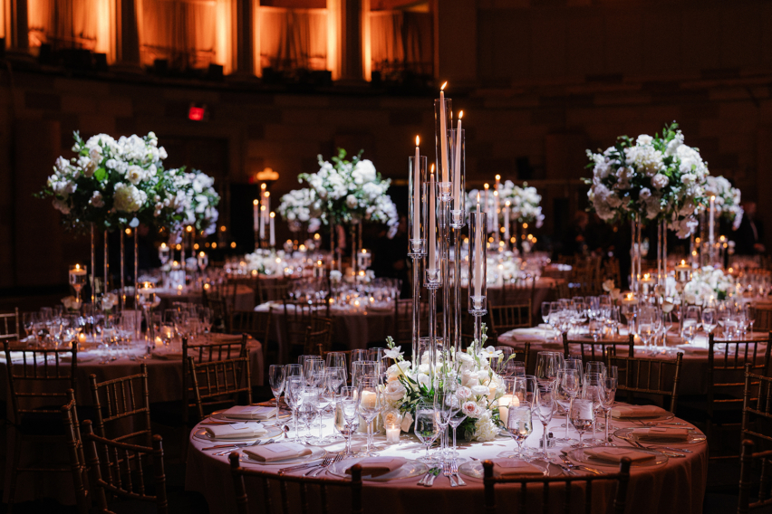 Khushbu and Kevin Wedding - Candelabra Centerpiece Tablescape - Gotham Hall - JAYlim Studio
