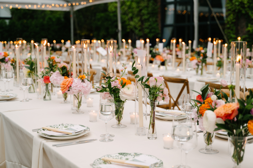 Shivani and Ben Wedding - Tablescape Bud Vase Arrangements - The Foundry - Mango Studios