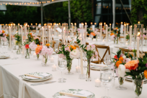 Shivani and Ben Wedding - Tablescape Bud Vase Arrangements - The Foundry - Mango Studios