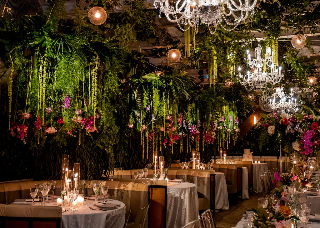 Anna and Michael Wedding - Reception Atmsophere Hanging Floral Installation - Catch - Zani and Duwayne Photography