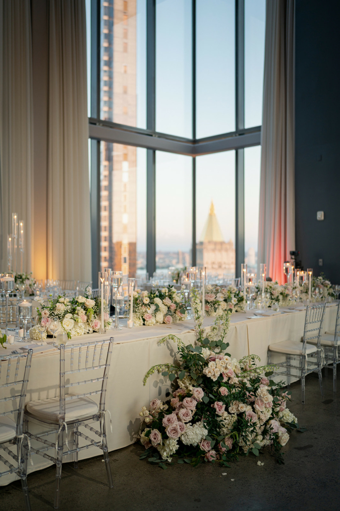 Brett and Eric Wedding - Head Table Floral Runner - Virgin Hotels - Ein Photography