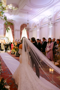 Corey and Hendrik Wedding - Bride and Father Walking Down Aisle - Private Club - Raegan Buckley