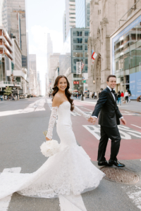 Corey and Hendrik Wedding - Bride and Groom Portrait Bouquet - Private Club - Raegan Buckley