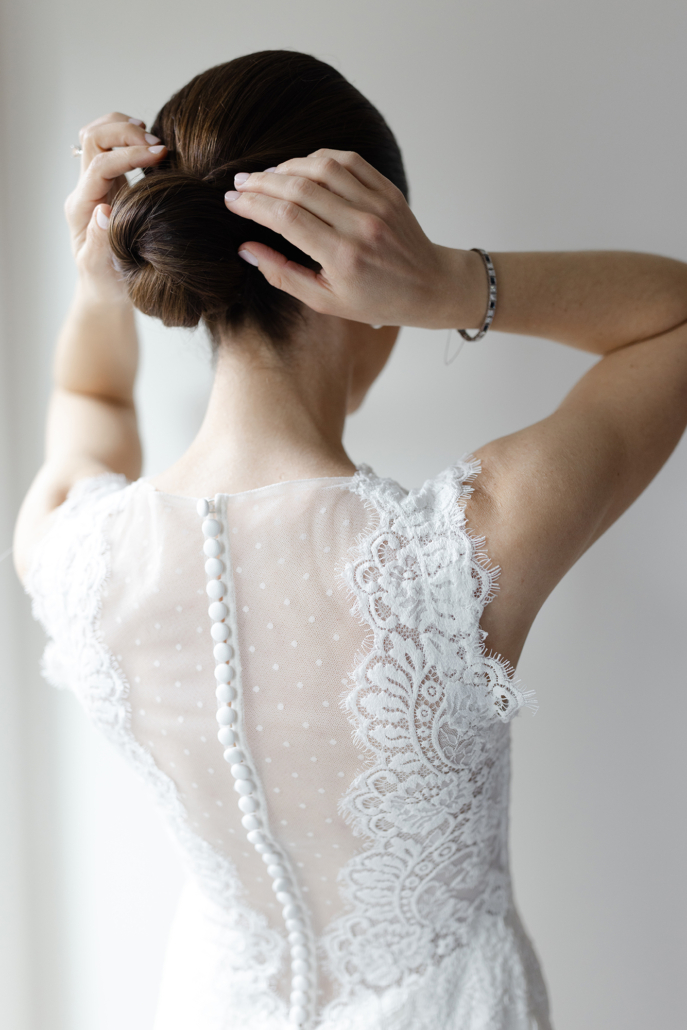 Allison and Brandon Wedding - Brides Dress Detail - Tribeca Rooftop 360 - Jaymo Jaymes