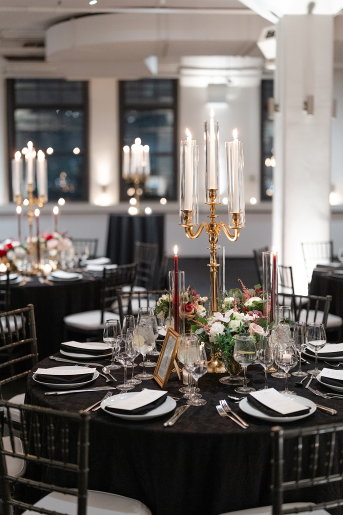 Allison and Brandon Wedding - Candelabra Centerpiece - Tribeca Rooftop 360 - Jaymo Jaymes