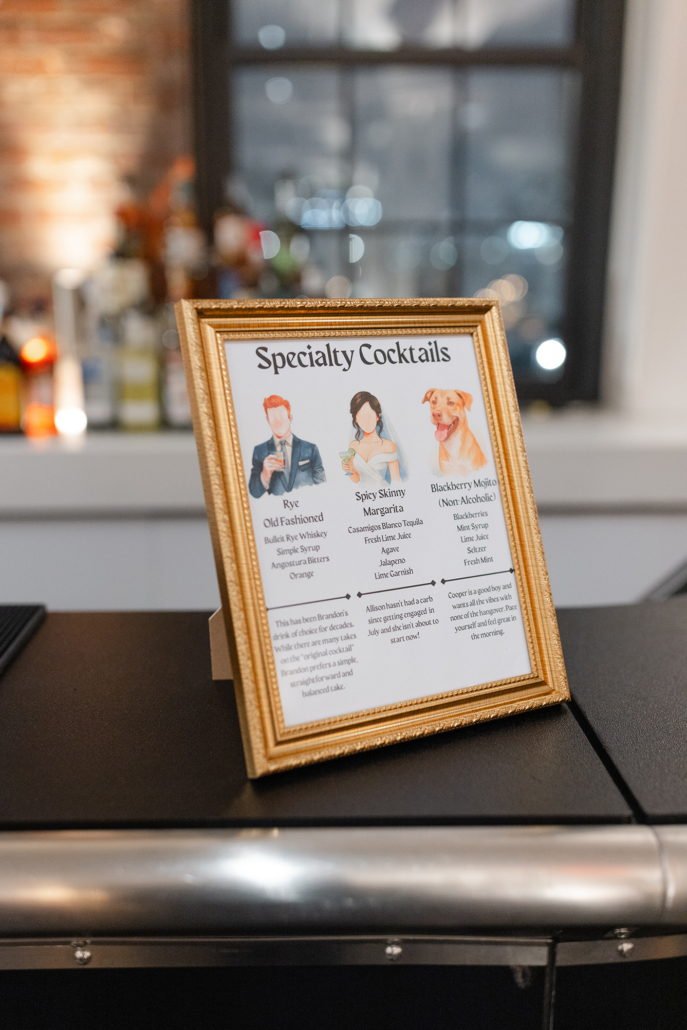 Allison and Brandon Wedding - Specialty Cocktail Sign - Tribeca Rooftop 360 - Jaymo Jaymes